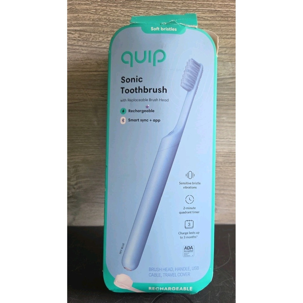 Quip Sonic Toothbrush with Soft Bristles - Sky Blue Brand NEW E8